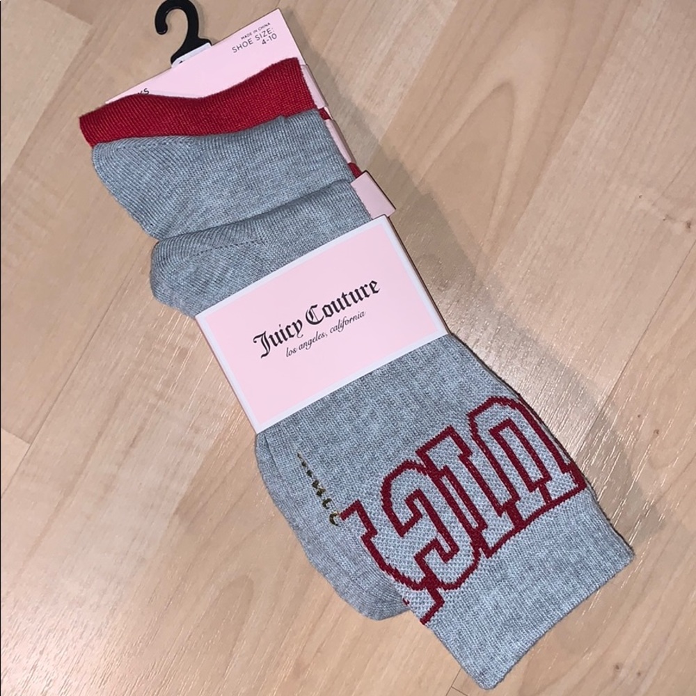 JUICY COUTURE 3 pack crew socks - red/silver/grey
